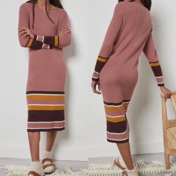 Anthropologie Dresses & Skirts - Anthropologie Parvati Midi Ribbed Dress Lounge Long Sleeve